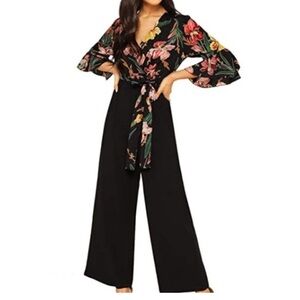 SweatyRocks V Neck High Waist Romper Jumpsuit